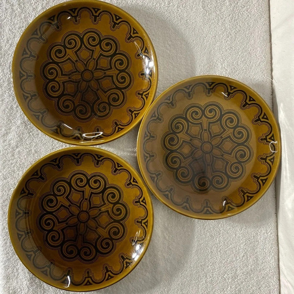 Vintage Bilton’s Staffordshire England Ironstone  Brown Tableware Plates x3 - Picture 1 of 11